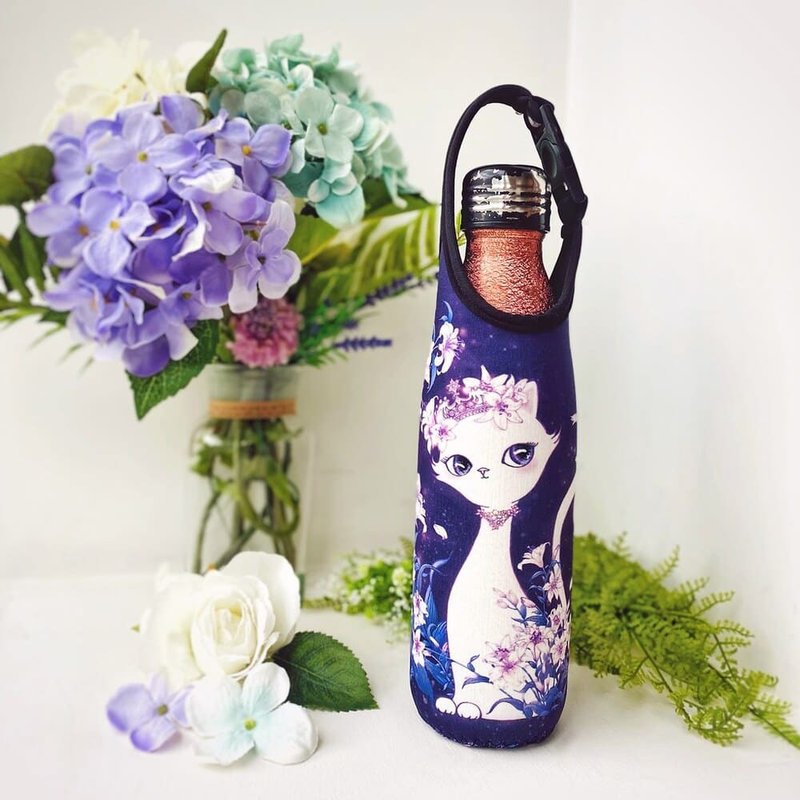 保温瓶套 | 水壶套 | 扣式、手提、侧背 - 紫罗兰百合花小女王 - 随行杯提袋/水壶袋 - 防水材质 紫色