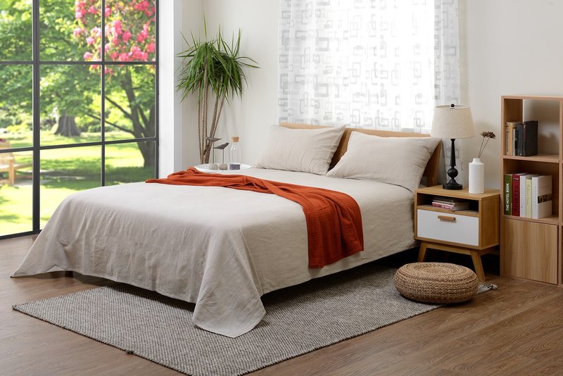 法国雨露麻棉床单/床包枕套组 A类标准 自然健康四季舒爽 可客製 - 寝具 - 棉．麻 卡其色