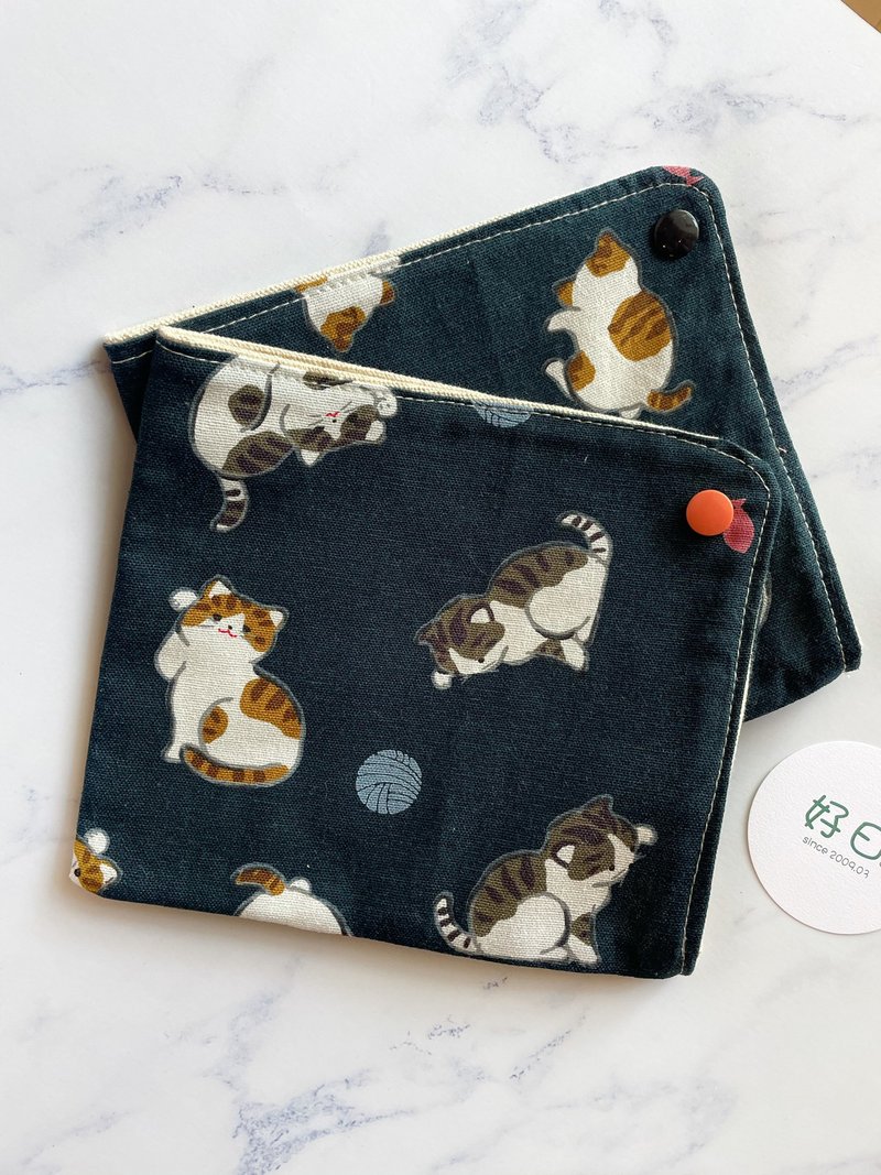 【好日手作】口罩收纳包。猫咪布作环保小物 收纳小包送礼小物一 - 其他 - 棉．麻 黑色