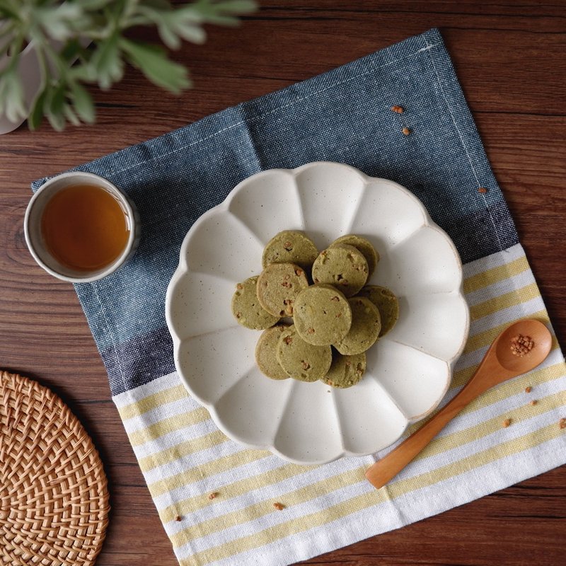 擂茶小圆饼 - 2 小桶 (盒) - 手工饼干 - 新鲜食材 绿色