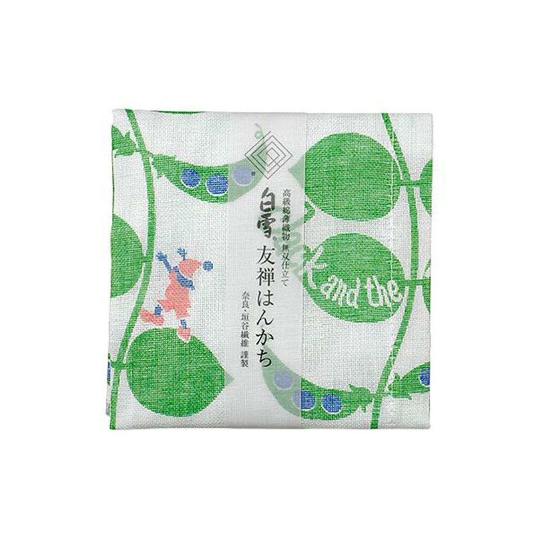 京友禅染手帕 / 杰克与豌豆 绿色 - 手帕/方巾 - 棉．麻 绿色