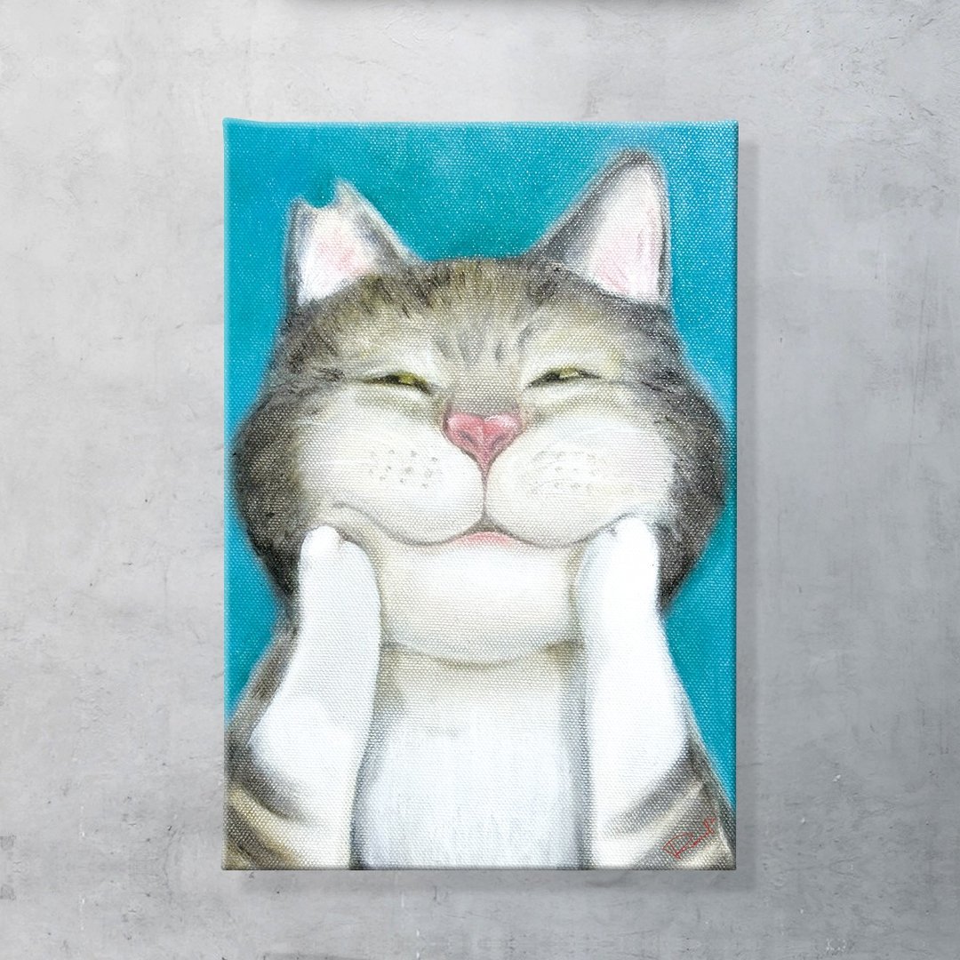 微笑油画系列 米克斯猫 复制画 - 海报/装饰画/版画 - 防水材质 