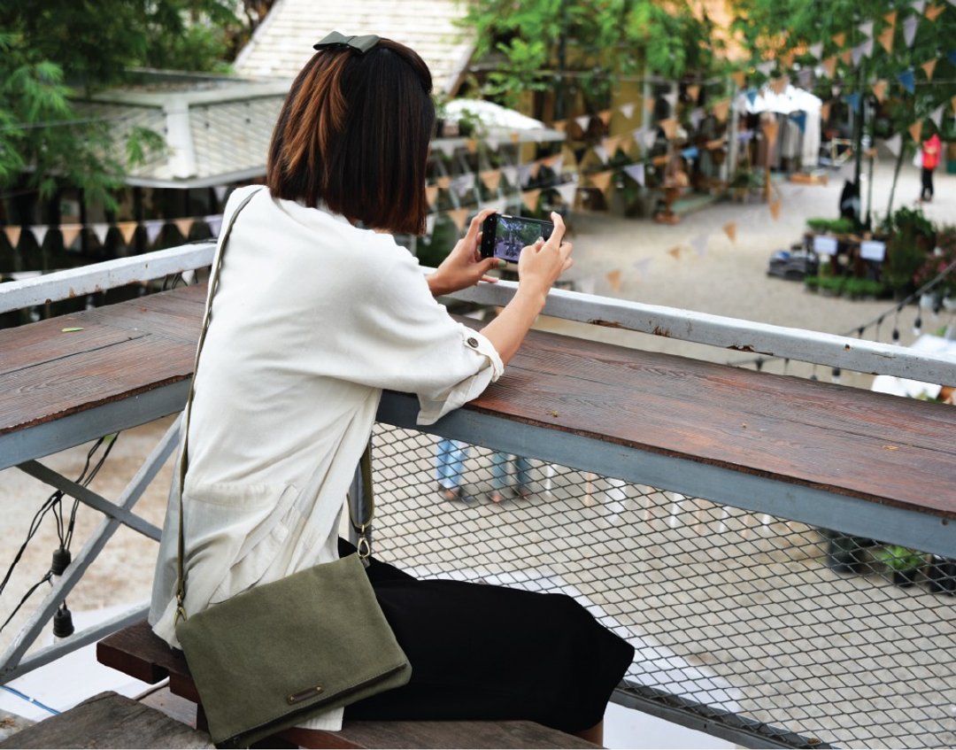 Canvas cross body bag with leather strap - 其他 - 棉 