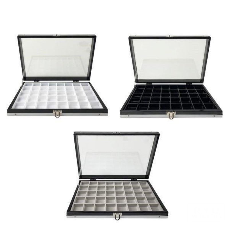 Glass case aluminum M 30mm square 40 cells jewelry - 收纳用品 - 塑料 白色