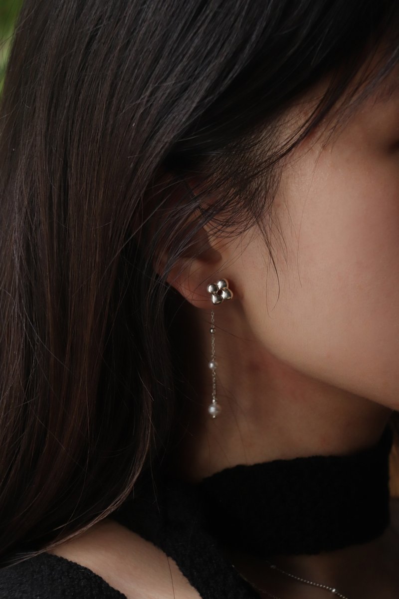 棉 I 纯银两戴式耳环 - 耳环/耳夹 - 纯银 银色