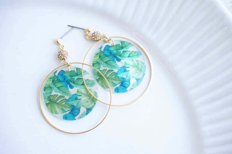 Shell botanical - 耳环/耳夹 - 贝壳 绿色