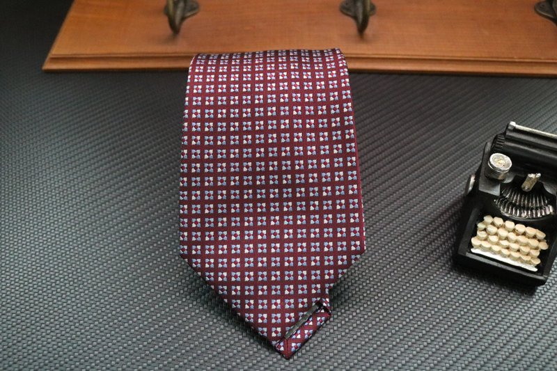 红色小碎花真丝领带商务绅士礼盒装necktie - 领带/领带夹 - 丝．绢 多色