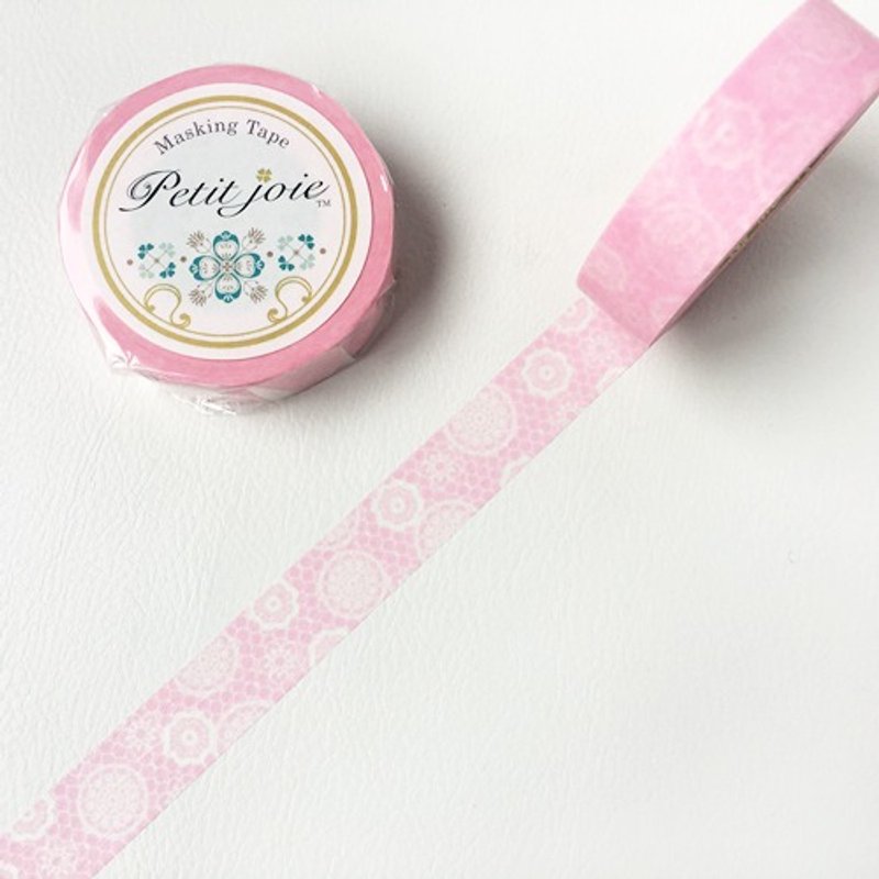NICHIBAN Petit Joie Masking Tape 和纸胶带【蕾丝花环-甜美粉 (PJMT-15S025)】 - 纸胶带 - 纸 粉红色