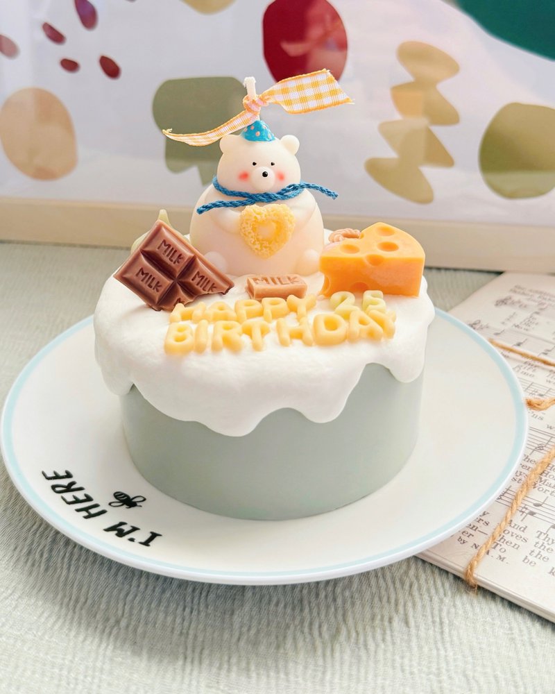 生日帽小熊蛋糕蜡烛 生日蛋糕蜡烛 香氛蜡烛蛋糕 - 蜡烛/烛台 - 蜡 