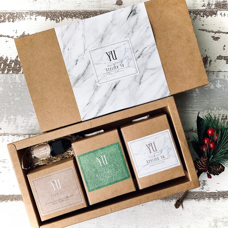 大豆香氛手工蜡烛礼盒 任选三款 小棕瓶100g 旅行瓶45g 香氛5ml - 蜡烛/烛台 - 蜡 卡其色