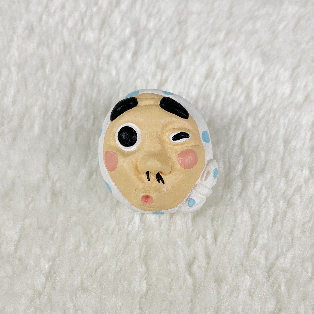 日本火男面具 - 安全别针/磁铁/发圈/吊饰/识别证夹/项链 - 徽章/别针 - 其他材质 