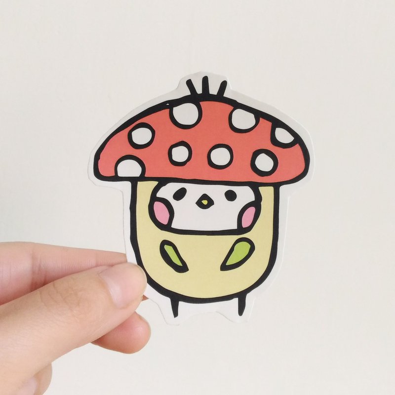 害羞 菇菇 布籽 插画贴纸 3件组 - 贴纸 - 纸 红色