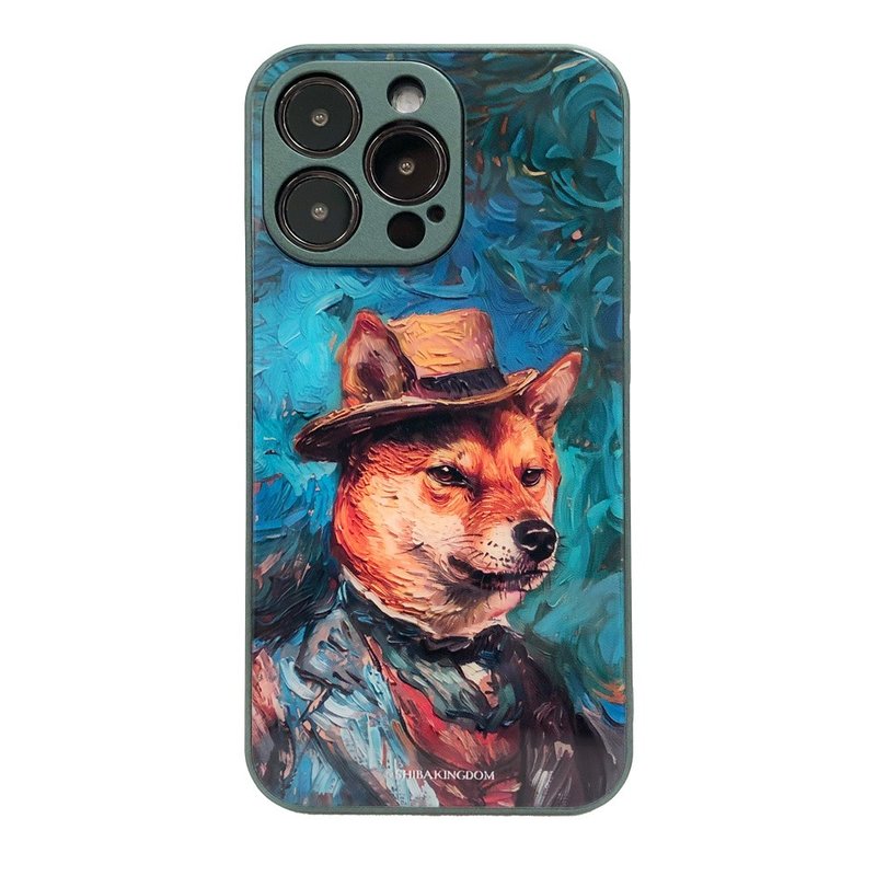 Shiba Artist Van Gogh 梵高柴犬 02 强化玻璃保护壳 - 手机壳/手机套 - 塑料 绿色