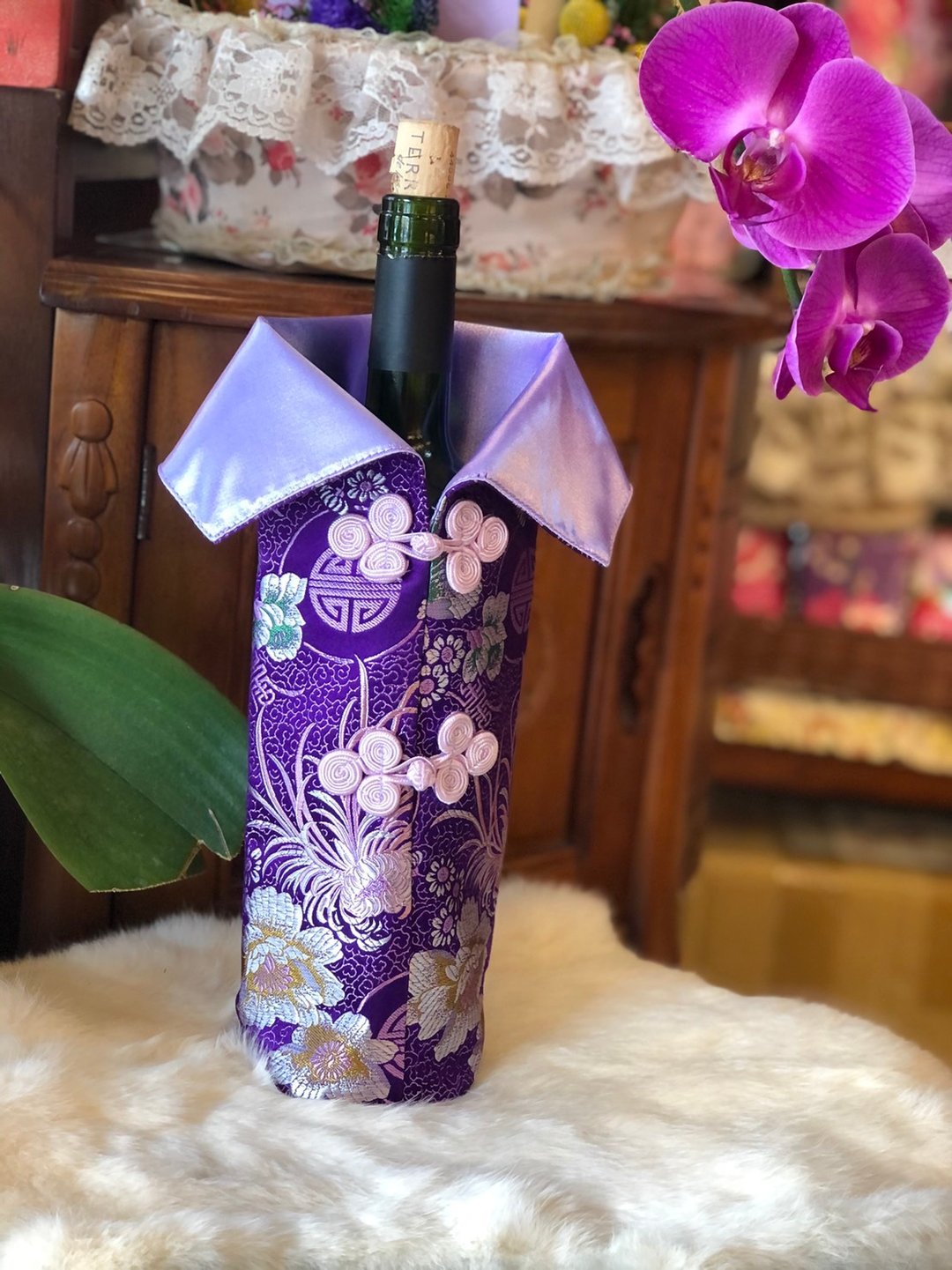 复古风织锦缎红酒瓶酒瓶套 - 收纳用品 - 丝．绢 多色