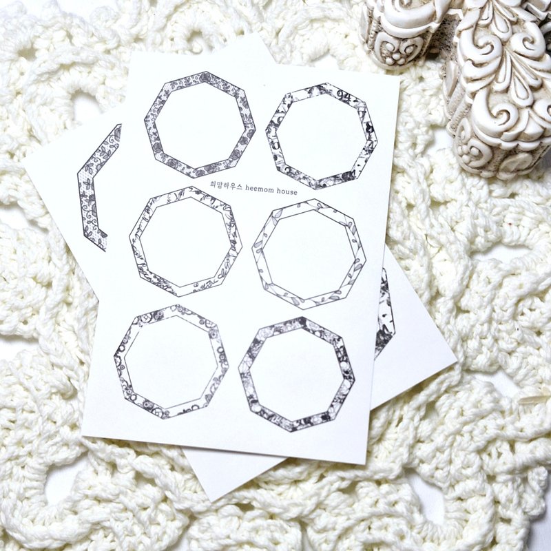 黑色八角形框架贴纸 - 贴纸 - 纸 白色