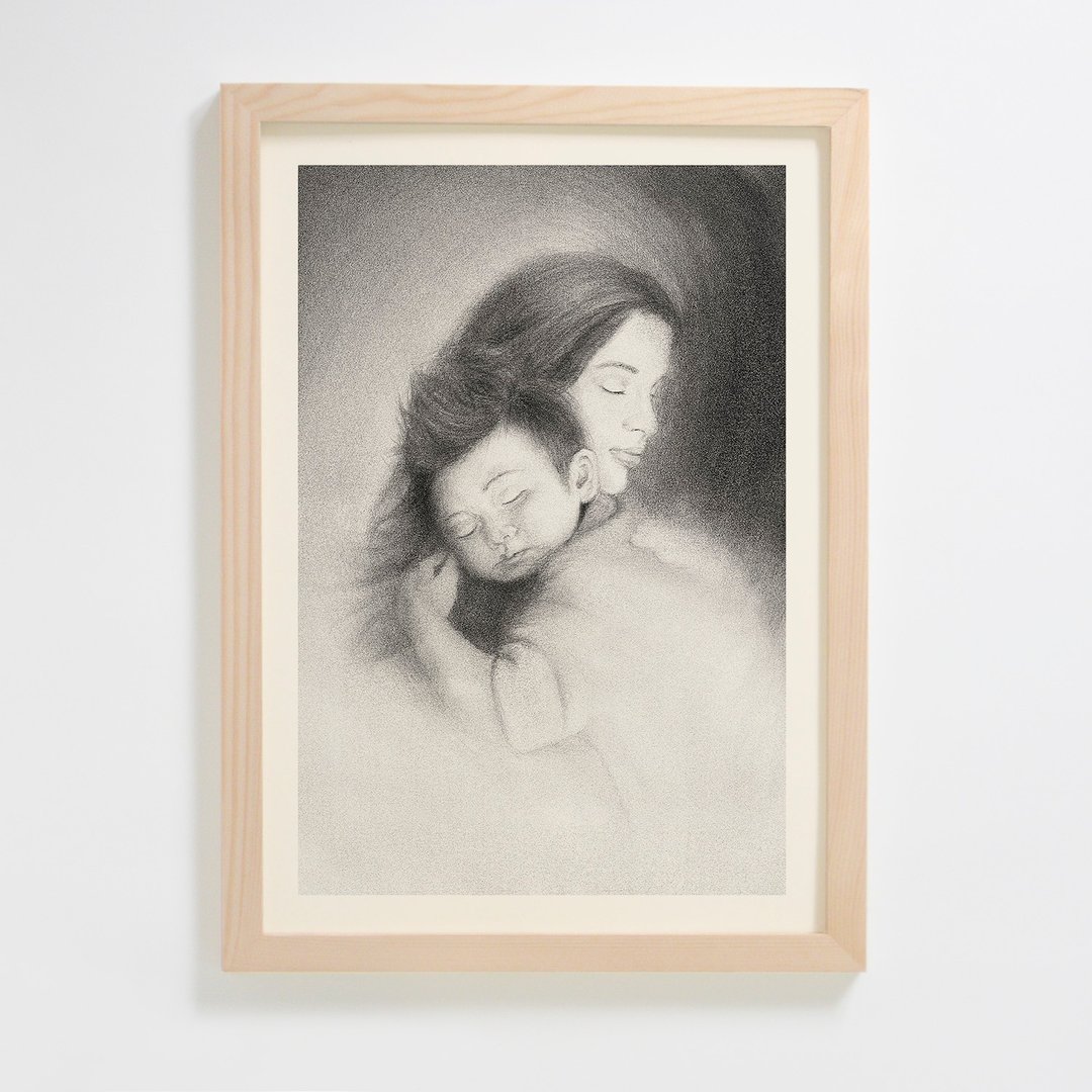 爱的光 Mother and Child 母亲和孩子 家居装饰挂画 - 海报/装饰画/版画 - 纸 卡其色