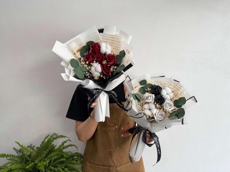 40厘米棉花香皂花束 香皂花 情人节 毕业花束 礼物 - 干燥花/捧花 - 其他材质 多色