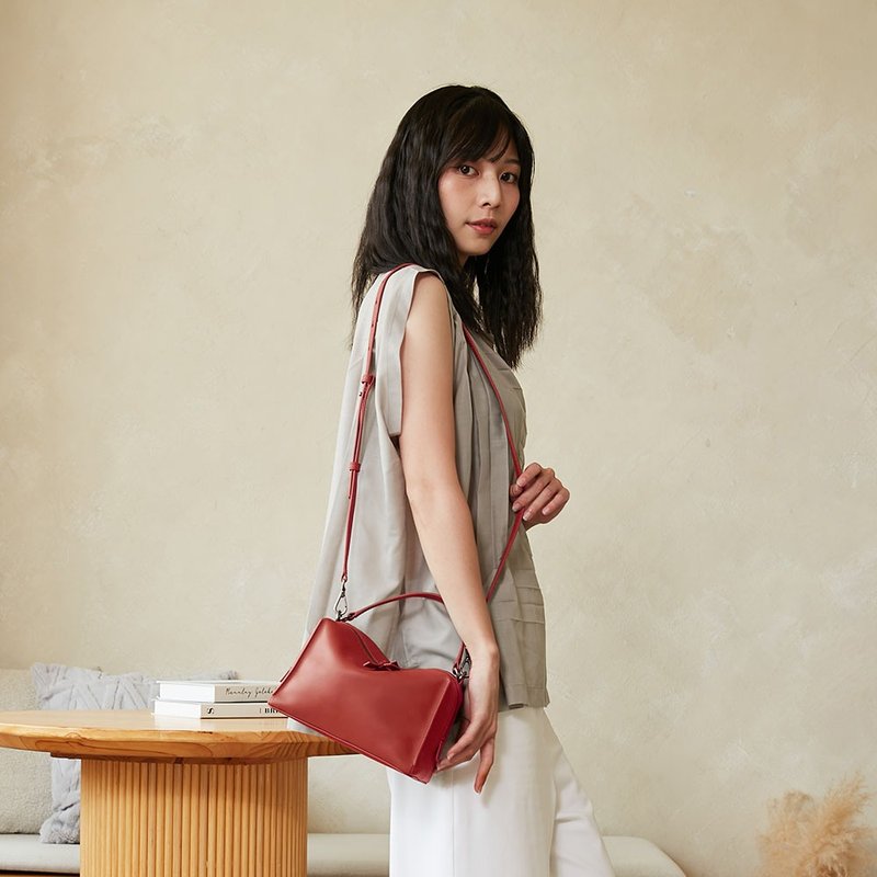 Mini Valley Cube Shoulder Bag暮柚红-侧背包/斜背包/单肩包 - 侧背包/斜挎包 - 真皮 红色