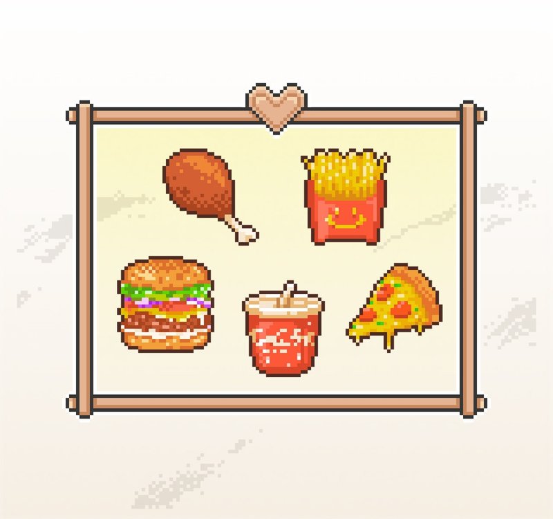 Twitch表情符号贴图/忠诚点数奖励/可爱像素风/快餐食物 - 电脑手机桌布/贴图/App 图示 - 其他材质 