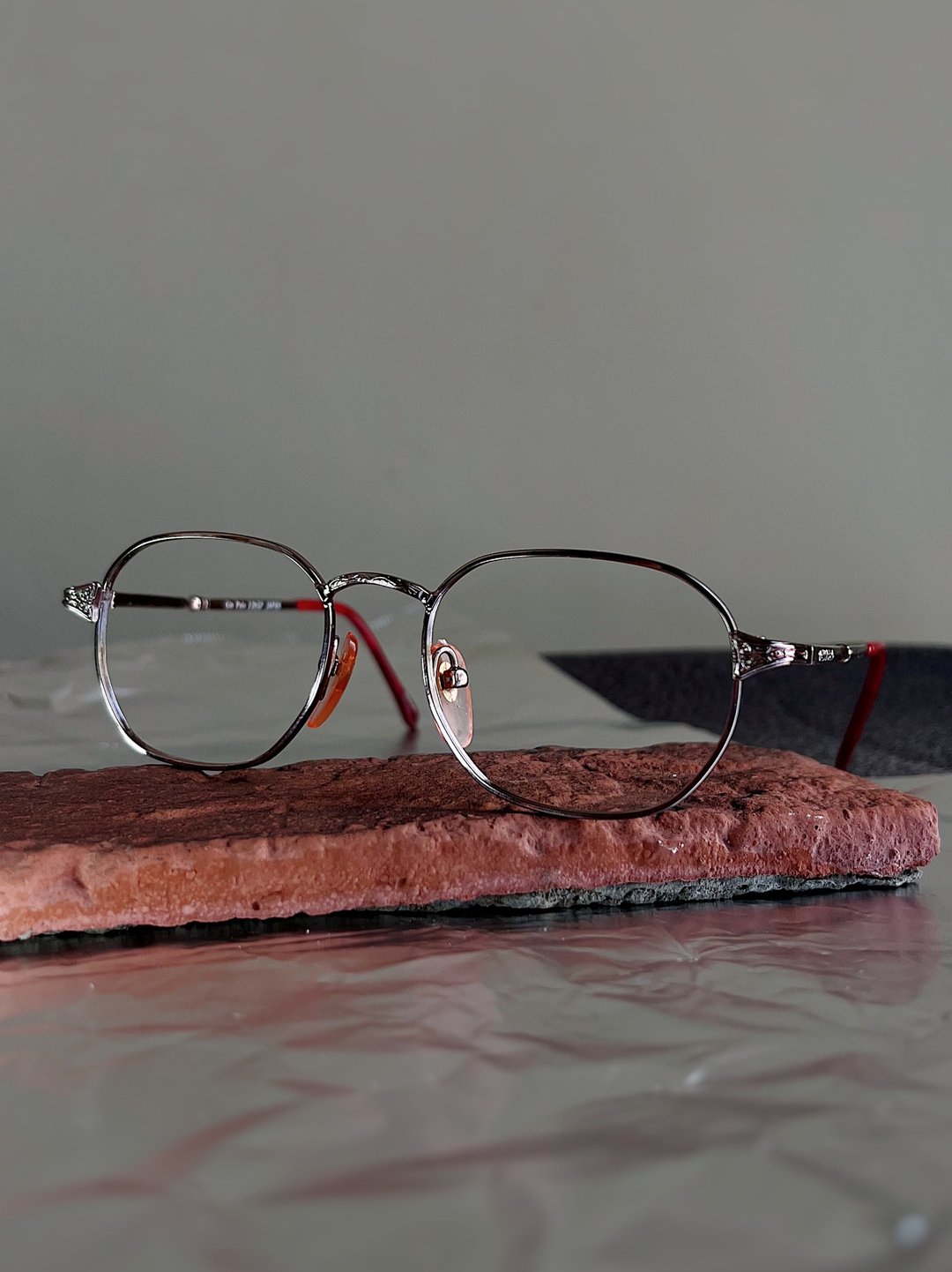 线性简约方带圆框 玫瑰紫金22kgp古董镜框眼镜 japan/glasses - 眼镜/眼镜框 - 玫瑰金 紫色