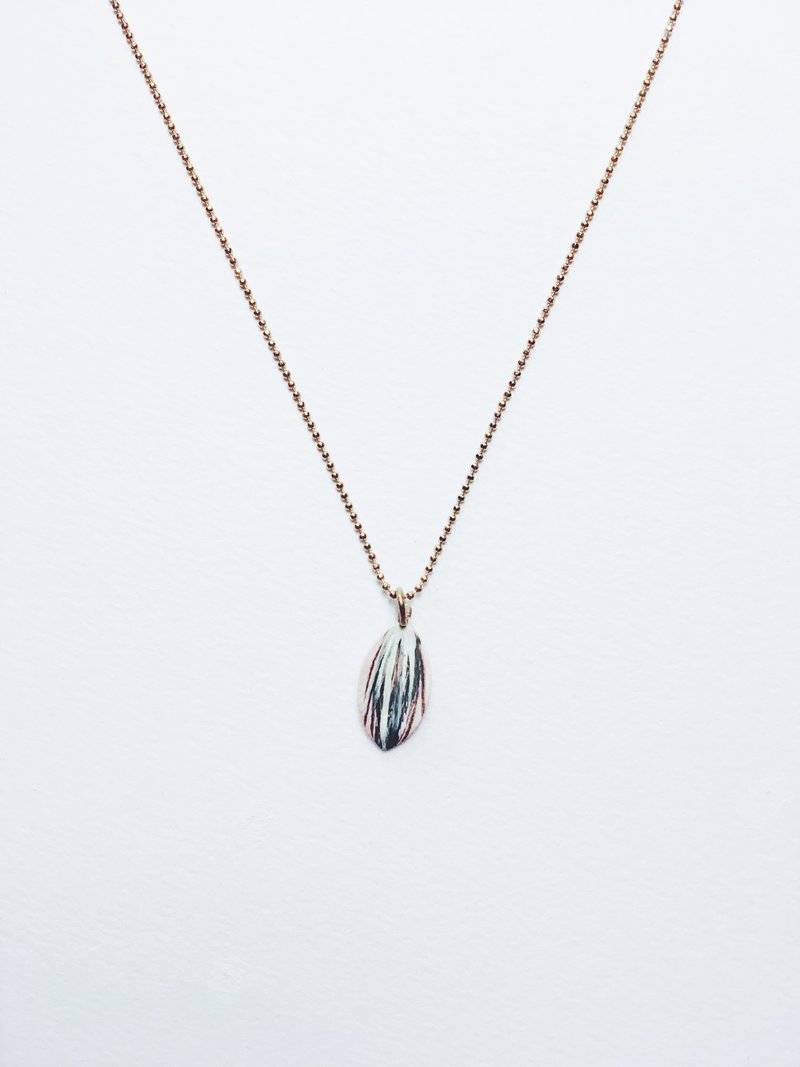 手绘项链 - 叶子 - 项链 - 铜/黄铜 粉红色