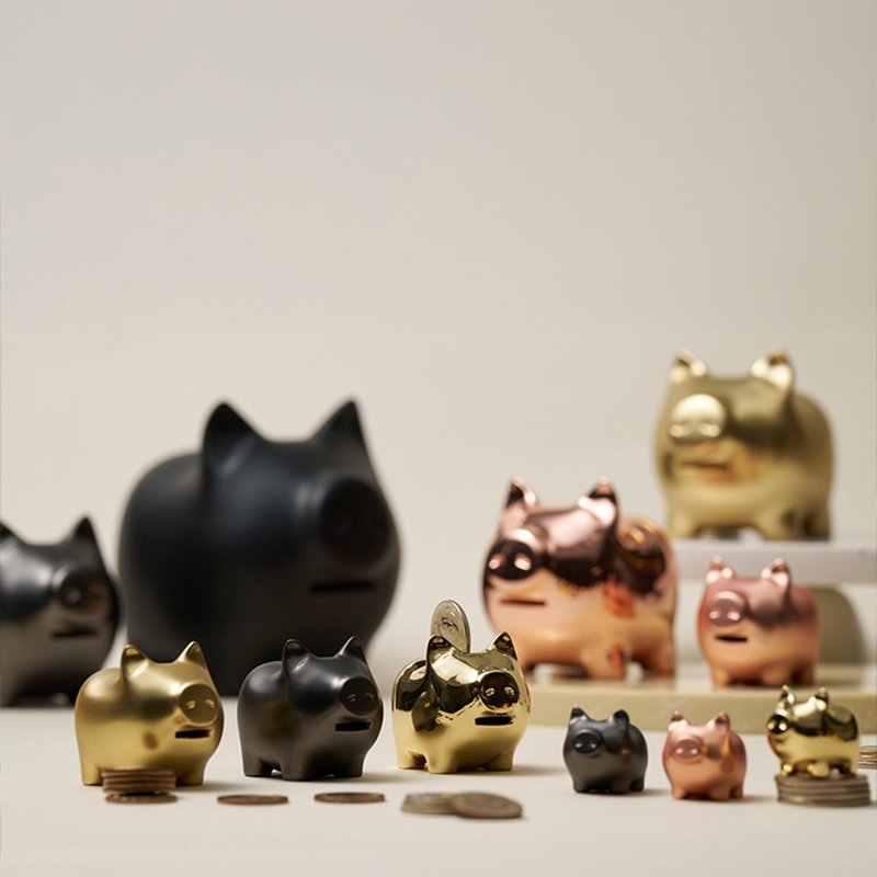 GOLDENPIG | 招财金猪 大猪小猪落御盘 雾玫瑰金 - 摆饰 - 贵金属 粉红色