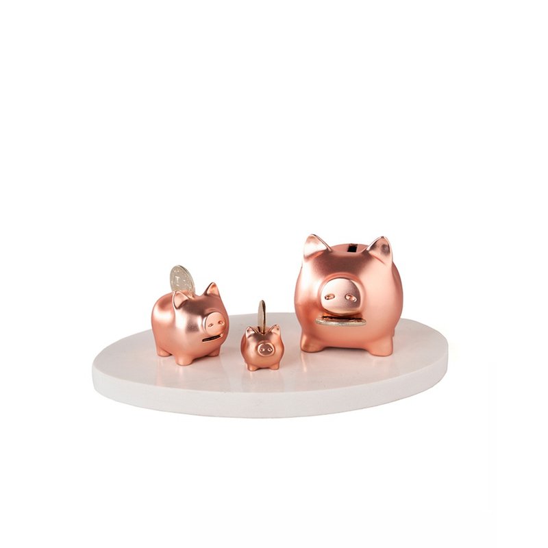 GOLDENPIG | 招财金猪 大猪小猪落御盘 雾玫瑰金 - 摆饰 - 贵金属 粉红色