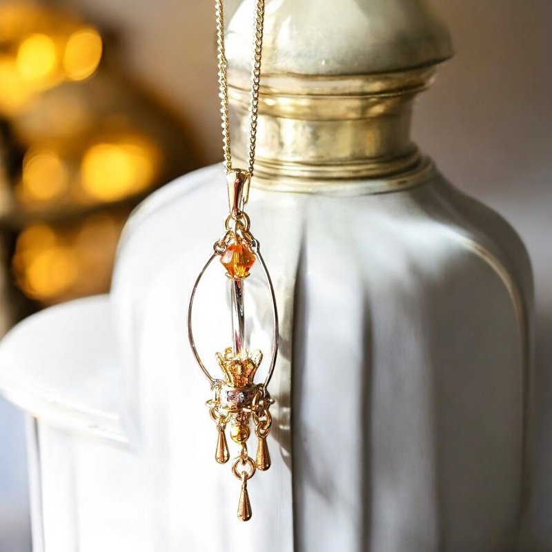 11月 生日蜡烛 项链 黄水晶 - 项链 - 玻璃 橘色