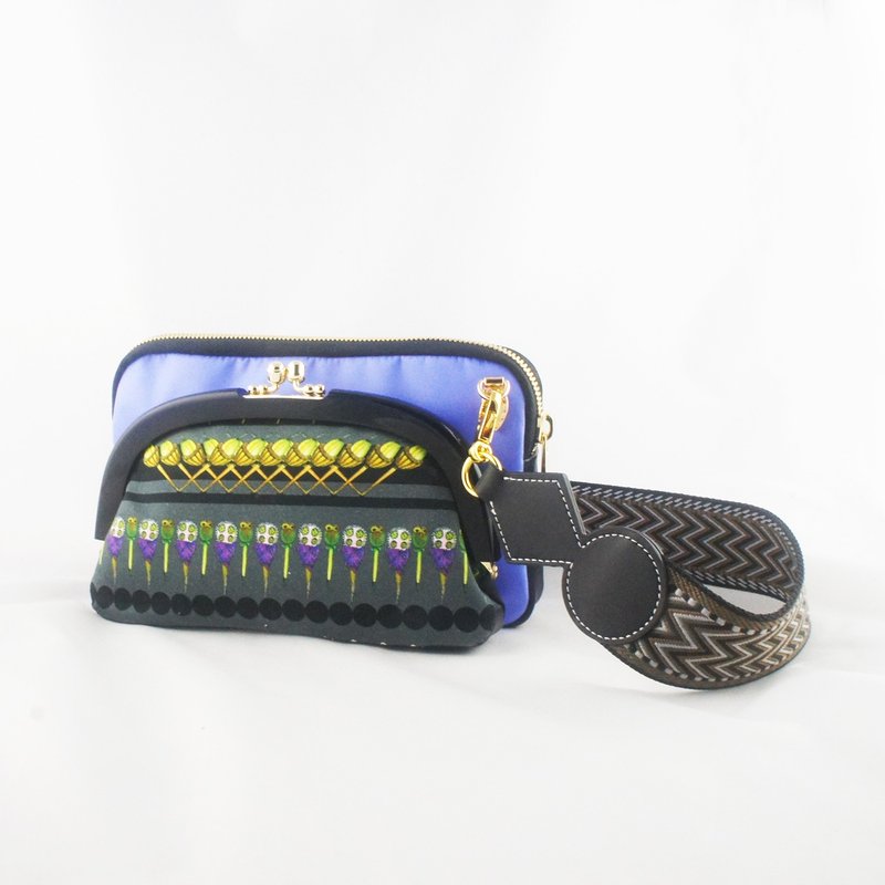 【经典双层包】紫色情迷 - 侧背包/斜挎包 - 棉．麻 紫色