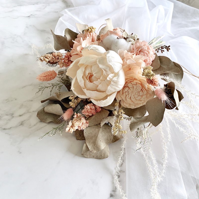 清新森林系捧花 外拍花 新娘捧花 捧花 干燥捧花 永生捧花 手腕花 - 干燥花/捧花 - 植物．花 粉红色