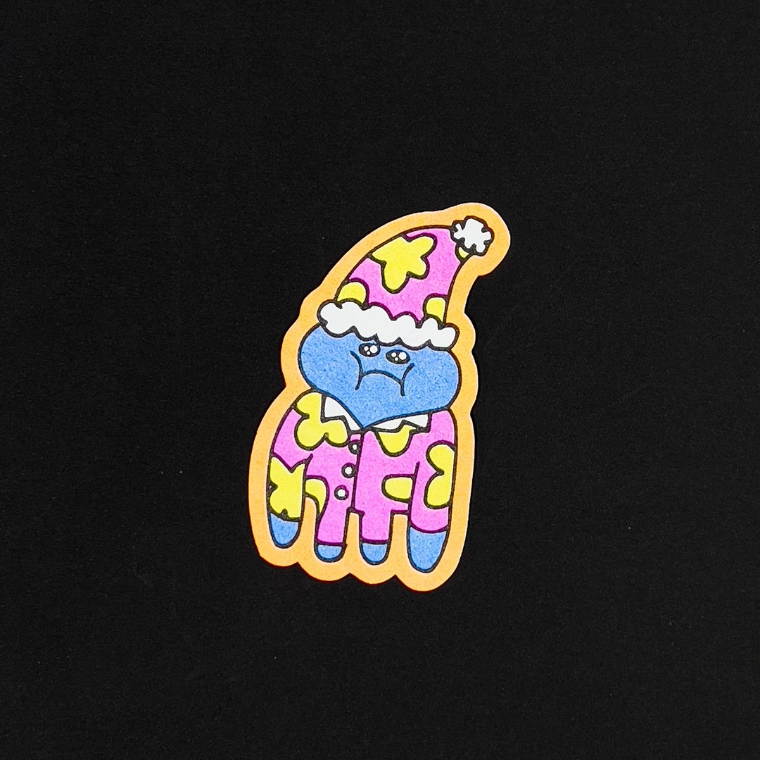 原版 Risograph 哭泣的睡衣男贴纸 - 贴纸 - 纸 