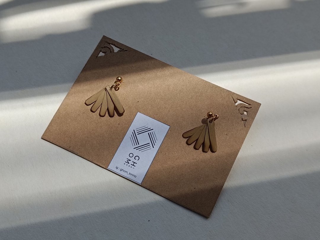 Sunlight（阳光图案耳环）棕色（手工品）| GHOMLANNA | - 耳环/耳夹 - 竹 咖啡色