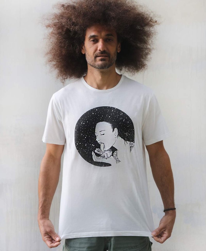 DMT 白色男士 T 恤 - 男装衬衫 - 棉．麻 