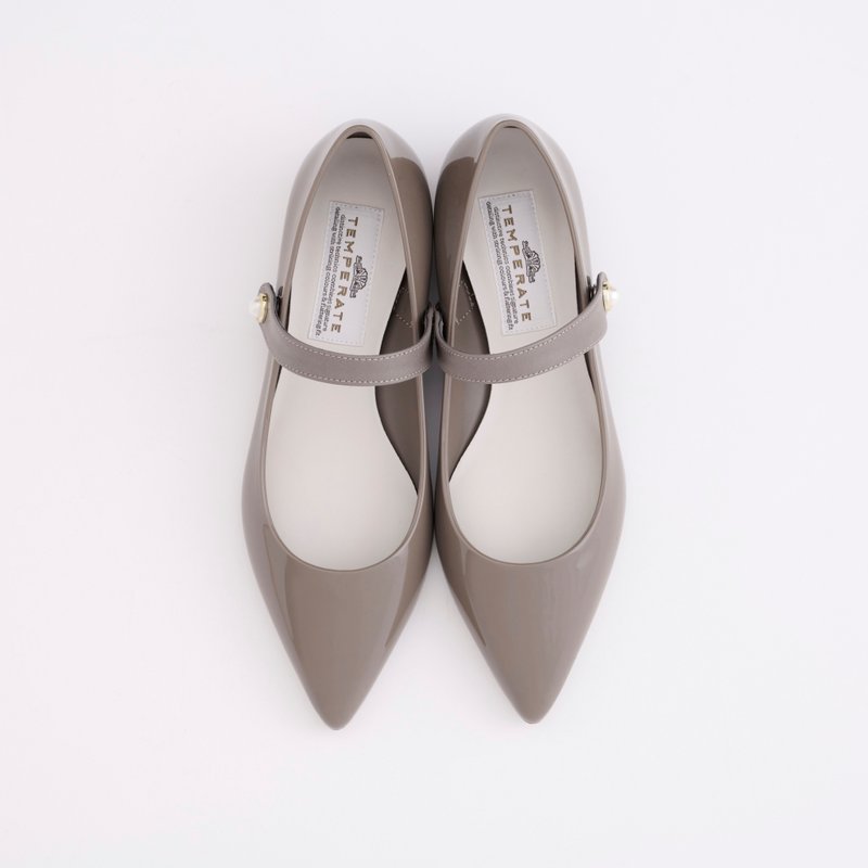 CARRIE (GREY) PVC POINTED TOE FLAT SHOES ポインテッドトゥ パンプス - 雨鞋/雨靴 - 防水材质 