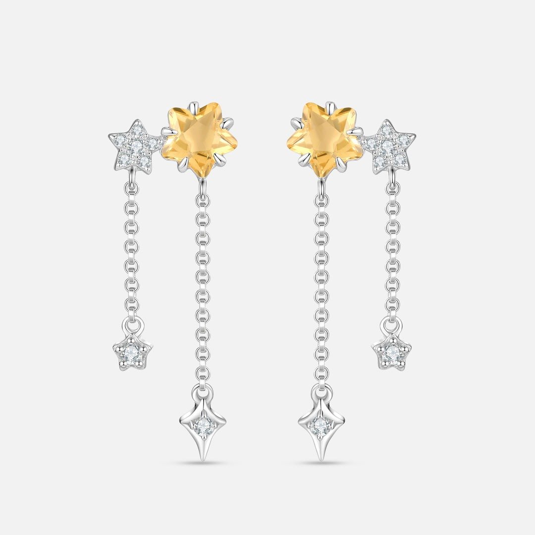 THE STAR 星星黄水晶925银耳环 - 耳环/耳夹 - 纯银 黄色