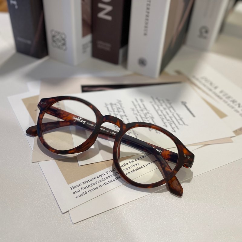 Sightus 抗蓝光老花眼镜/ 亚洲版型经典波士顿框(桃型)/ 茶龟 - 眼镜/眼镜框 - 塑料 咖啡色