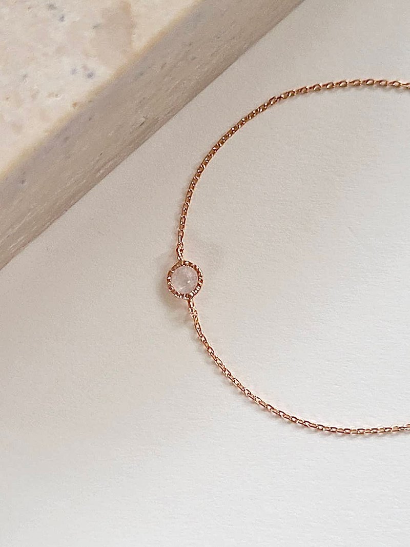 叁月光石手链/玫瑰金/水晶/轻珠宝 - 手链/手环 - 水晶 透明