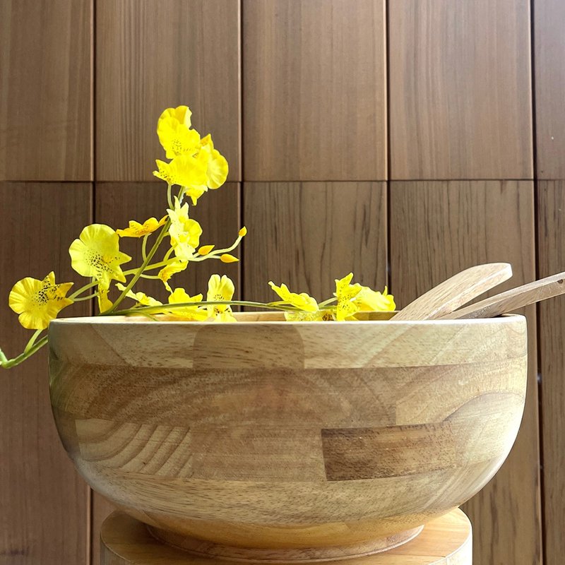 【绝版品】LUCKY WOOD -橡胶木10寸沙拉碗+汤叉组 - 碗 - 木头 