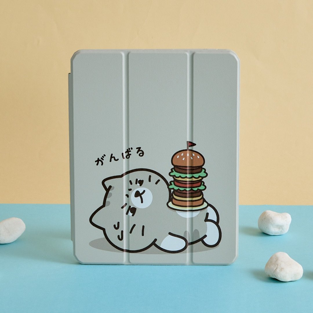 柴语录努力减肥强悍磁吸iPad三折保护壳 - 平板/电脑保护壳 - 塑料 多色