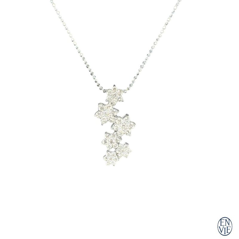 18K白金 天然钻石坠链 18K Diamond Necklace - 项链 - 贵金属 