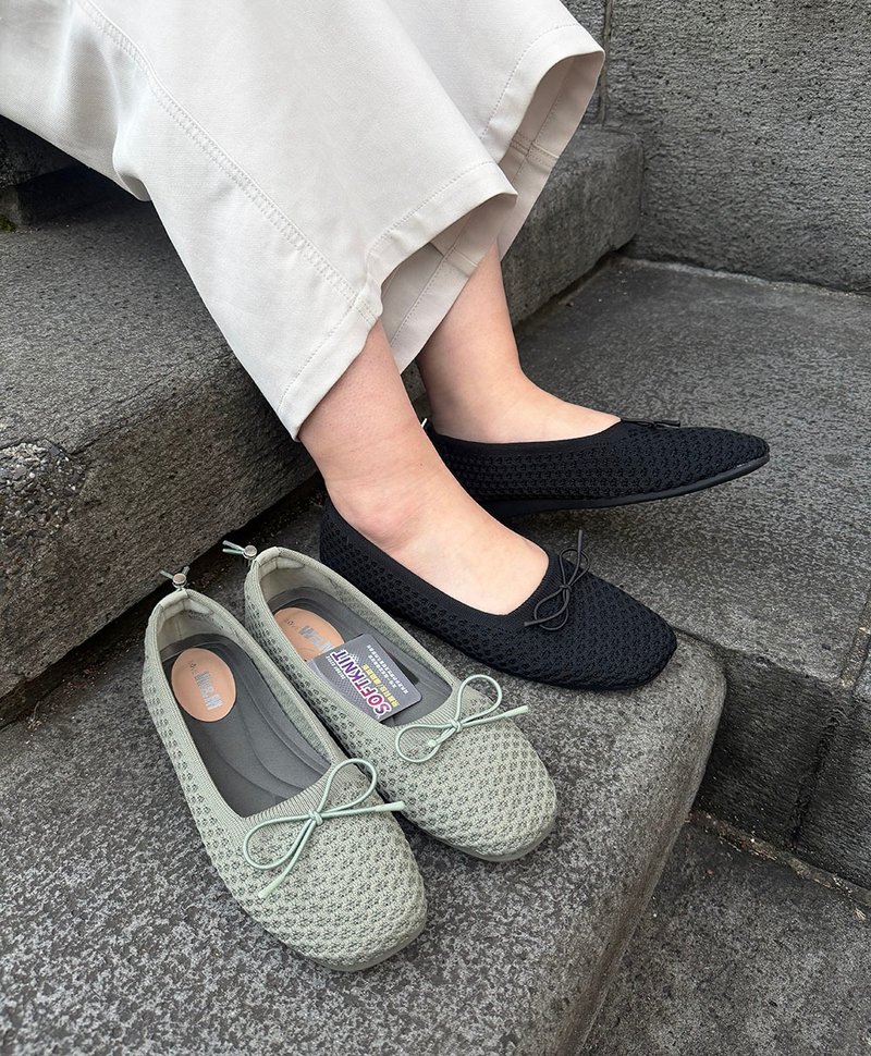 W&M 轻盈针织平底芭蕾娃娃鞋-全黑色 - 芭蕾鞋/娃娃鞋 - 其他材质 