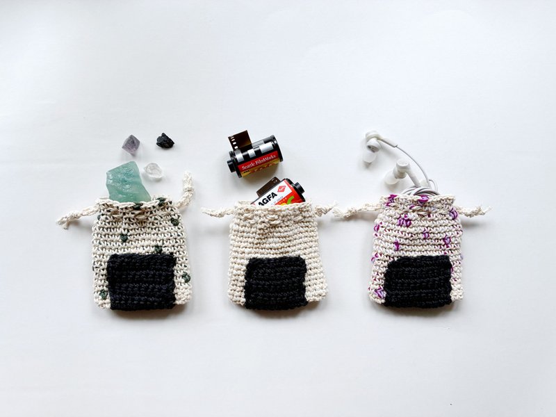 御饭团束口袋 小物收纳 Mini Onigiri Drawstring Pouch - 束口袋双肩包 - 棉．麻 多色