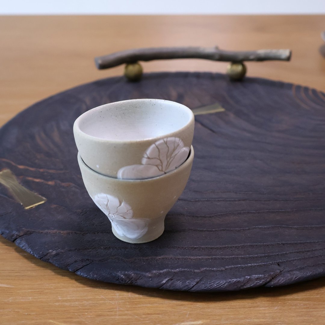 凤仙花 手工陶茶杯 - 茶具/茶杯 - 陶 卡其色