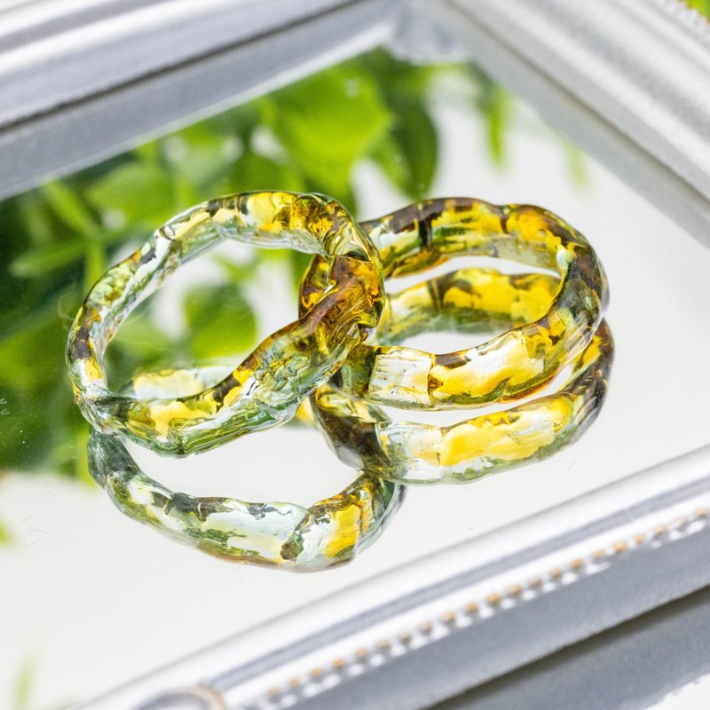 混色纹理玻璃戒指 - 戒指 - 玻璃 多色