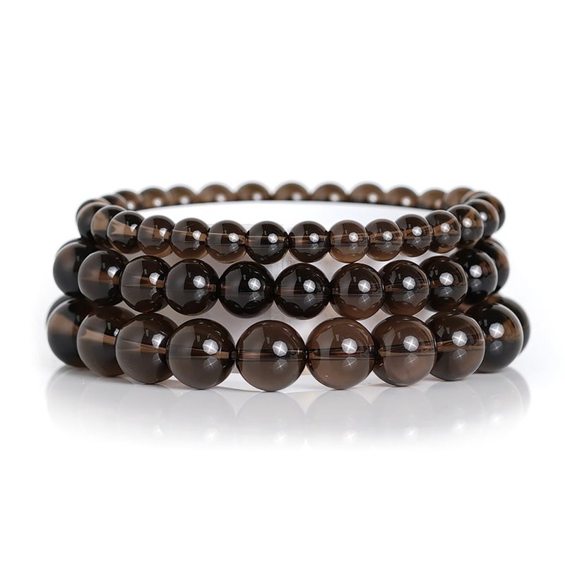 茶水晶手珠 顶级超透体烟茶晶手链 6mm 8mm 10mm - 手链/手环 - 半宝石 咖啡色