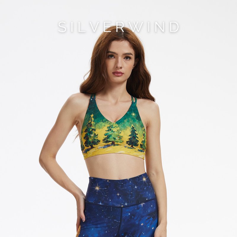 【SILVERWIND】圣诞之夜印花高强紧身裤速干跑步透健身瑜伽文胸女 - 女装运动内衣 - 环保材料 