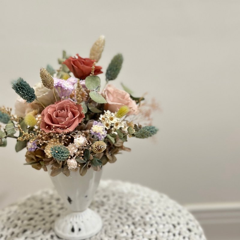 复古砖红浪漫盆花 新年礼物 情人节礼物 开幕花礼 居家摆设 - 干燥花/捧花 - 植物．花 