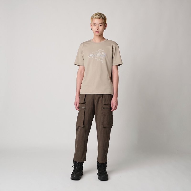 【Ocean】纯棉印花Tee - 男装上衣/T 恤 - 棉．麻 卡其色