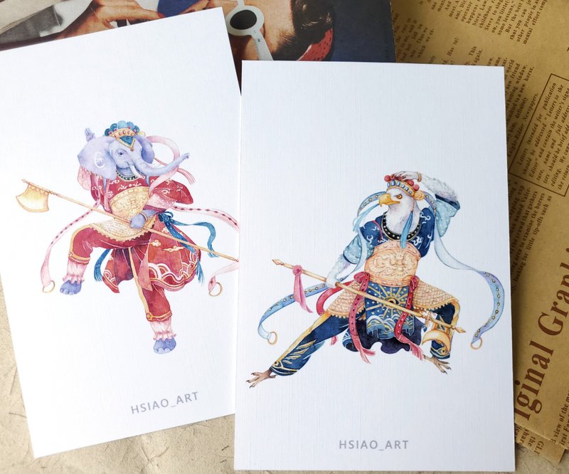 千里眼 顺风耳 / 神明系列 / 原创 / 明信片/卡片/复制画 - 卡片/明信片 - 纸 卡其色