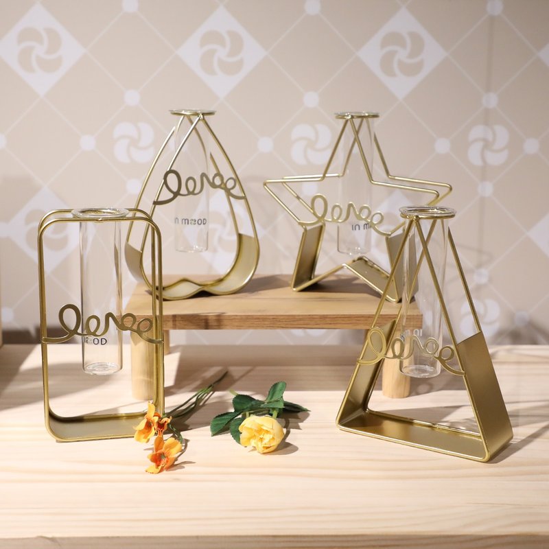 【In mood】铁艺玻璃花器 插花 玻璃 - 花瓶/陶器 - 其他金属 